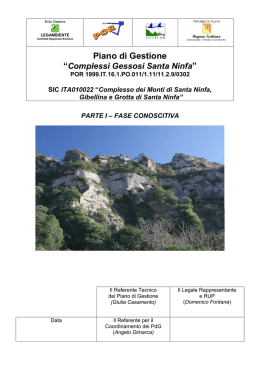 Piano di Gestione “Complessi Gessosi Santa Ninfa”