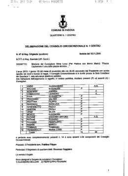 Mozione del Consigliere Silvia Lenzi (Per Padova con Marco Marin)