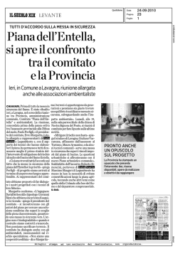 &ldquo;Il Secolo XIX &ndash; Ed. Levante&rdquo; (del 24.09.2010 &ndash; pag. 23)