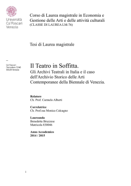 Il Teatro in Soffitta. - Universit&agrave; Ca` Foscari di Venezia