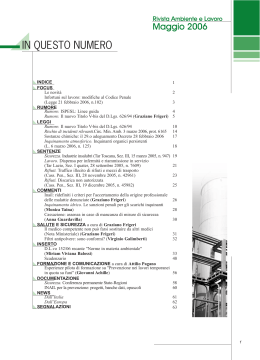 Indice del numero n. 18/06 - Associazione Ambiente e Lavoro