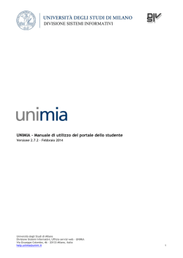 UNIMIA - Manuale di utilizzo del portale dello studente