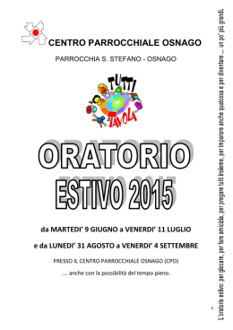 Oratorio Estivo 2015 Libretto - Parrocchia S. Stefano di Osnago