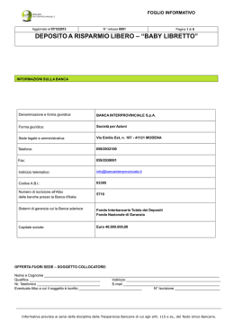 deposito a risparmio libero &ndash; &ldquo;baby libretto&rdquo;