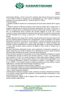 Nuovi modelli di libretto di impianto per la climatizzazione e di