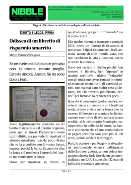Odissea di un libretto di risparmio smarrito