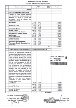 LIBRETTO DELLE MISURE 1° Stato d`Avanzamento dei lavori