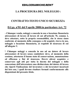 LA PROCEDURA DEL NOLEGGIO : CONTRATTO:TESTO UNICO