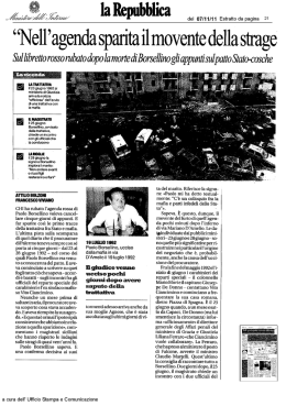 Nell`agenda sparita il movente della strage &ndash; Sul libretto rosso