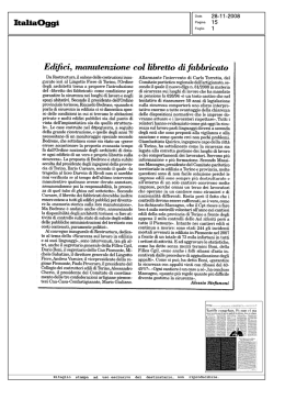 Edifici, manutenzione col libretto di fabbricato - Italia Oggi, 28