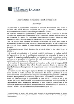 25 luglio 2012 Apprendistato formazione e studi professionali