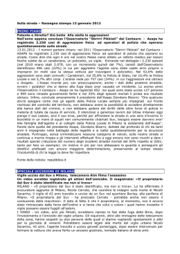 Sulla strada &ndash; Rassegna stampa 13 gennaio 2012 PRIMO