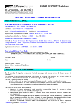 Deposito a risparmio `Bene Deposito`