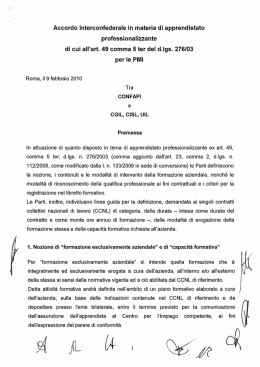 Accordo interconfederale in materia di apprendistato