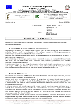 Norme di vita scolastica Liceo - Istituto d`Istruzione Superiore &ldquo;A