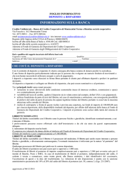 Deposito a risparmio - Credito Valdinievole