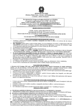 Novit&agrave; per il rilascio del passaporto