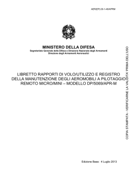 ministero della difesa libretto rapporti di volo/utilizzo e registro della