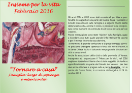 Insieme per la vita Febbraio 2016 &ldquo;Tornare a casa&rdquo;
