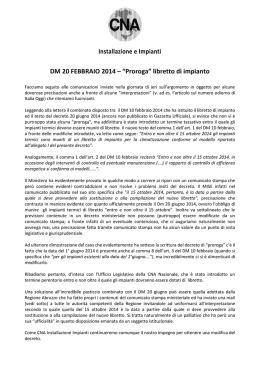 Installazione e Impianti DM 20 FEBBRAIO 2014 &ndash; &ldquo;Proroga&rdquo; libretto