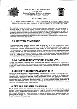 Circolare slittamento adeguamento libretti di impianto