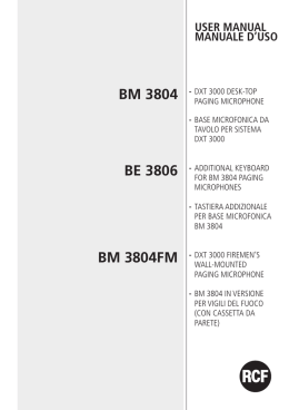 USER MANUAL MANUALE D`USO