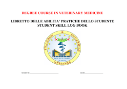 DEGREE COURSE IN VETERINARY MEDICINE LIBRETTO DELLE