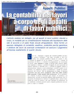 La contabilità dei lavori a corpo
