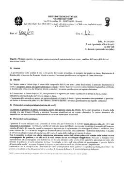 Modalit&agrave; operative per assenze, ammissione