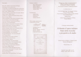 I Il libretto d`opera italiano: e prospettive di studio
