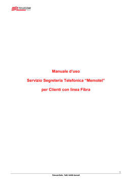 Manuale d`uso Servizio Segreteria Telefonica &ldquo;Memotel&rdquo;