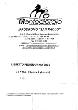 LIBRETTO 2 GIORNATE GENNAIO 2016