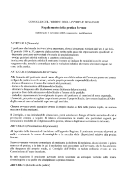 Regolamento della pratica forense - Consiglio dell`Ordine Forense