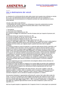 Uso e destinazione dei veicoli