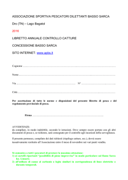 Lago Bagatol 2016 LIBRETTO ANNUALE CONTROLLO CATTURE