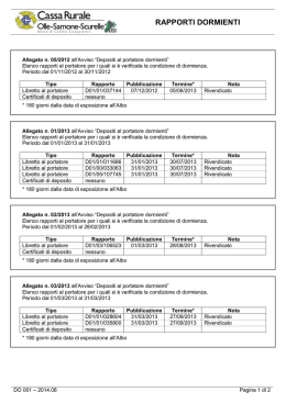 rapporti dormienti - Cassa Rurale Olle - Samone