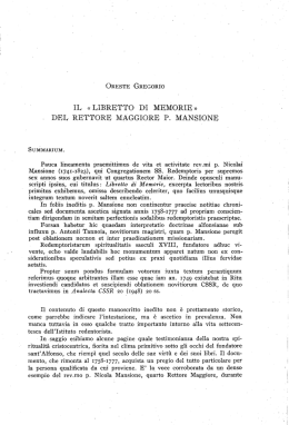 IL LIBRETTO DI MEMORIE )) DEL RETTORE MAGGIORE P