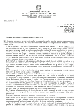 REGOLARE SVOLGIMENTO ATTIVITA` DIDATTICHE