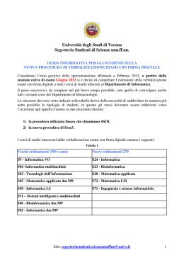 Università degli Studi di Verona Segreteria Studenti di Scienze mm