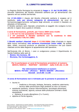 nuove disposizioni libretto sanitario