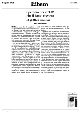 Speranza per il 2012: che il Paese riscopra la