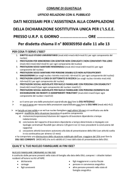 dati necessari per l`assistenza alla compilazione della dichiarazione