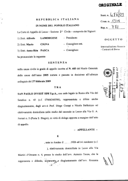 corte d`appello di lecce - Responsabilitaerisarcimento.it