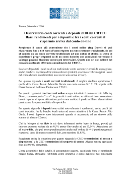 Osservatorio conti correnti e depositi 2010 del CRTCU Bassi