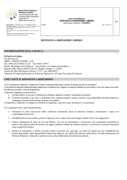 DEPOSITO A RISPARMIO LIBERO INFORMAZIONI SULLA BANCA