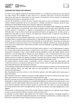 VADEMECUM TARGATURA IMPIANTI TERMICI