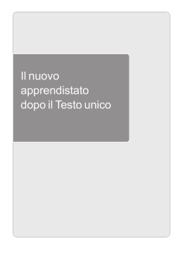 Il nuovo apprendistato dopo il Testo unico