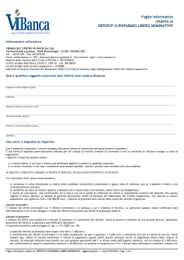 Foglio informativo relativo al DEPOSITI A RISPARMIO