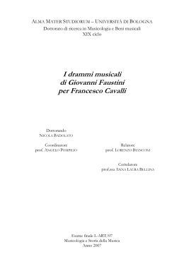 I drammi musicali di Giovanni Faustini per Francesco Cavalli