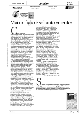 Mai un figlio &egrave; soltanto niente - Forum delle Associazioni Familiari